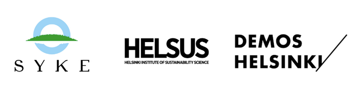 Suomen ympäristökeskuksen, HELSUSin ja Demos Helsingin logot